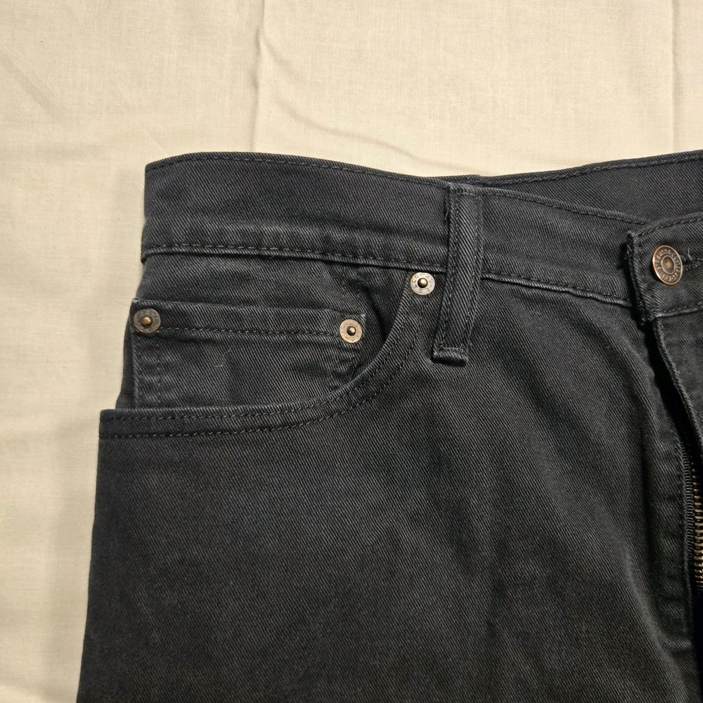Levis 513 Jeans Mens 36x29 Black Dark Wash Slim Straight Stretch Denim Pants - Picture 4 of 15